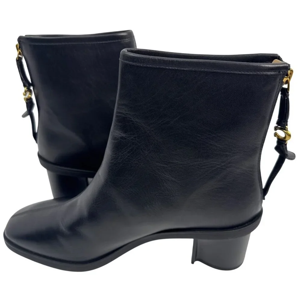 Coach Women's Gabi Black Leather Ankle Boots‎ Size 9.5
